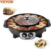 ValueStar - Vevor Elektrische Hot Pot BBQ - Elektrische Hot Pot - Hot Pot - Elektrische BBQ - Gourmetstel met Steengrill - Gebruiksgemak - Veelzijdigheid - Zwart