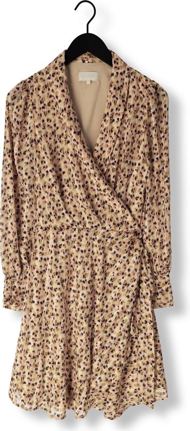 Notre-V Short Printed Wrap Dress Jurken Dames - Kleedje - Rok - Jurk - Beige - Maat XL