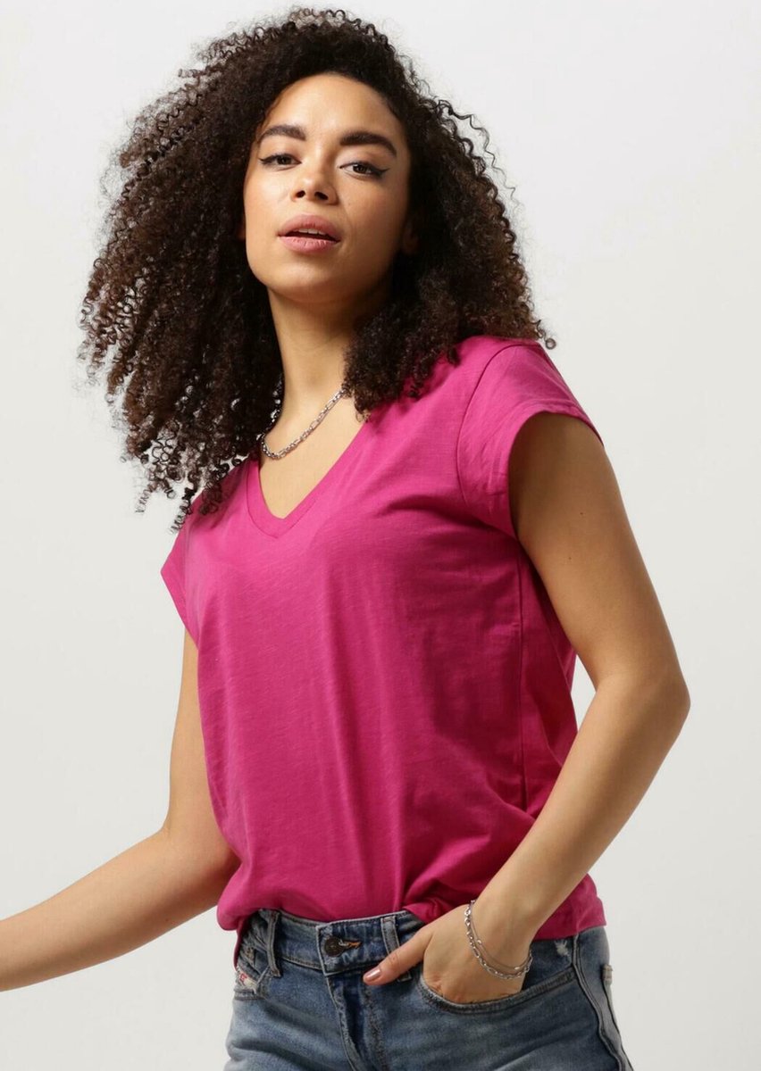 CC Heart Cc Heart Basic V-neck T-shirt Tops & T-shirts Dames - Shirt - Roze - Maat M