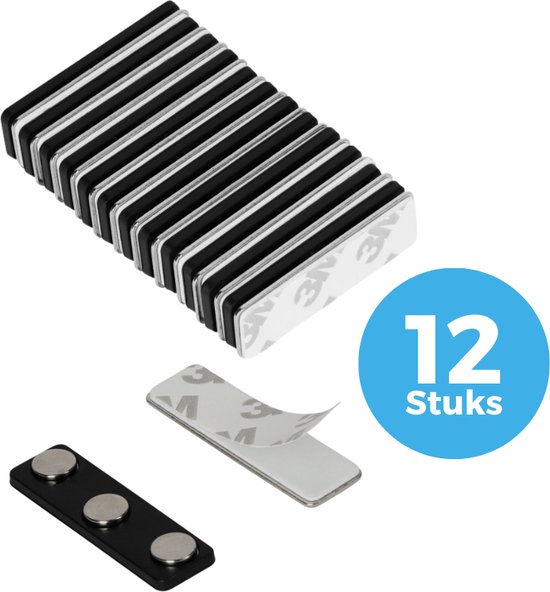 Smeba - Magneet voor Naambadge - 12 stuks - Zelfklevende Plakstrip - Naamkaartje - Naamkaartjes - Badge