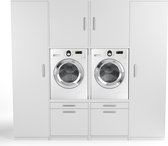 Wasophoogte® Wasmachine Kast Quattro Hoog - Wasmachine verhoger - Wasmachine ombouw / -opbouwmeubel Multiplex - 700(D)*2552(B)*2350(H) mm - Wit