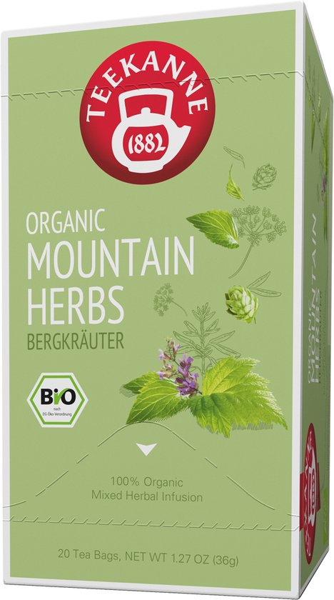 Teekanne - Premium Mountain Herbs - biologisch - kruidenthee thee - 20 theezakjes individueel verpakt - geschikt voor horeca en kantoor - 1 doosje