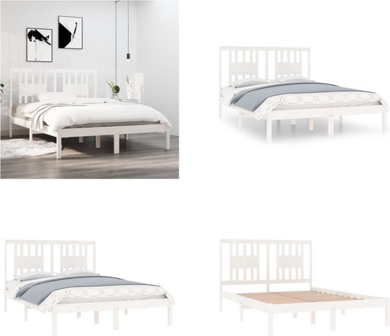 Bedframe met lades massief grenenhout wit 120x200 cm kopen