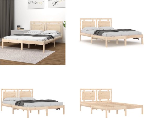 vidaXL Bedframe massief hout 160x200 cm - Bedframe - Bedframes - Tweepersoonsbed - Bed