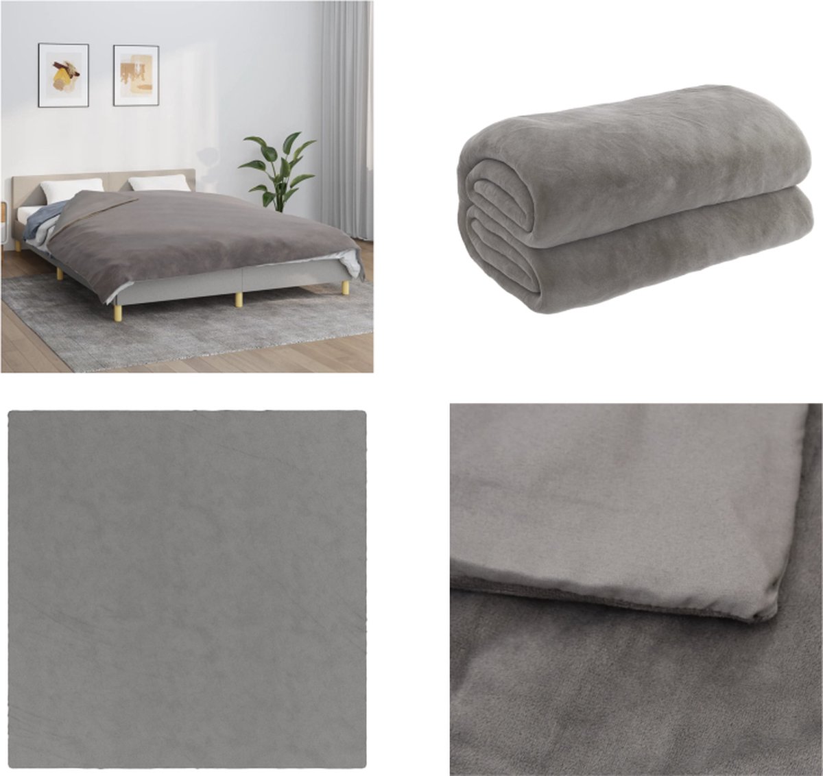 vidaXL - Verzwaringsdeken - met - hoes - 200x200 - cm - 13 - kg - stof - grijs
