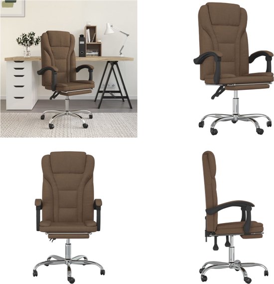 vidaXL Chaise de bureau réglable Tissu Marron - Chaise de bureau réglable - Chaise - Chaise de bureau - Chaise d'ordinateur