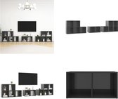 vidaXL 8-delige Tv-meubelset spaanplaat hoogglans grijs - Tv-kastenset - Tv-kastensets - Tv-meubelset - Tv-meubelsets