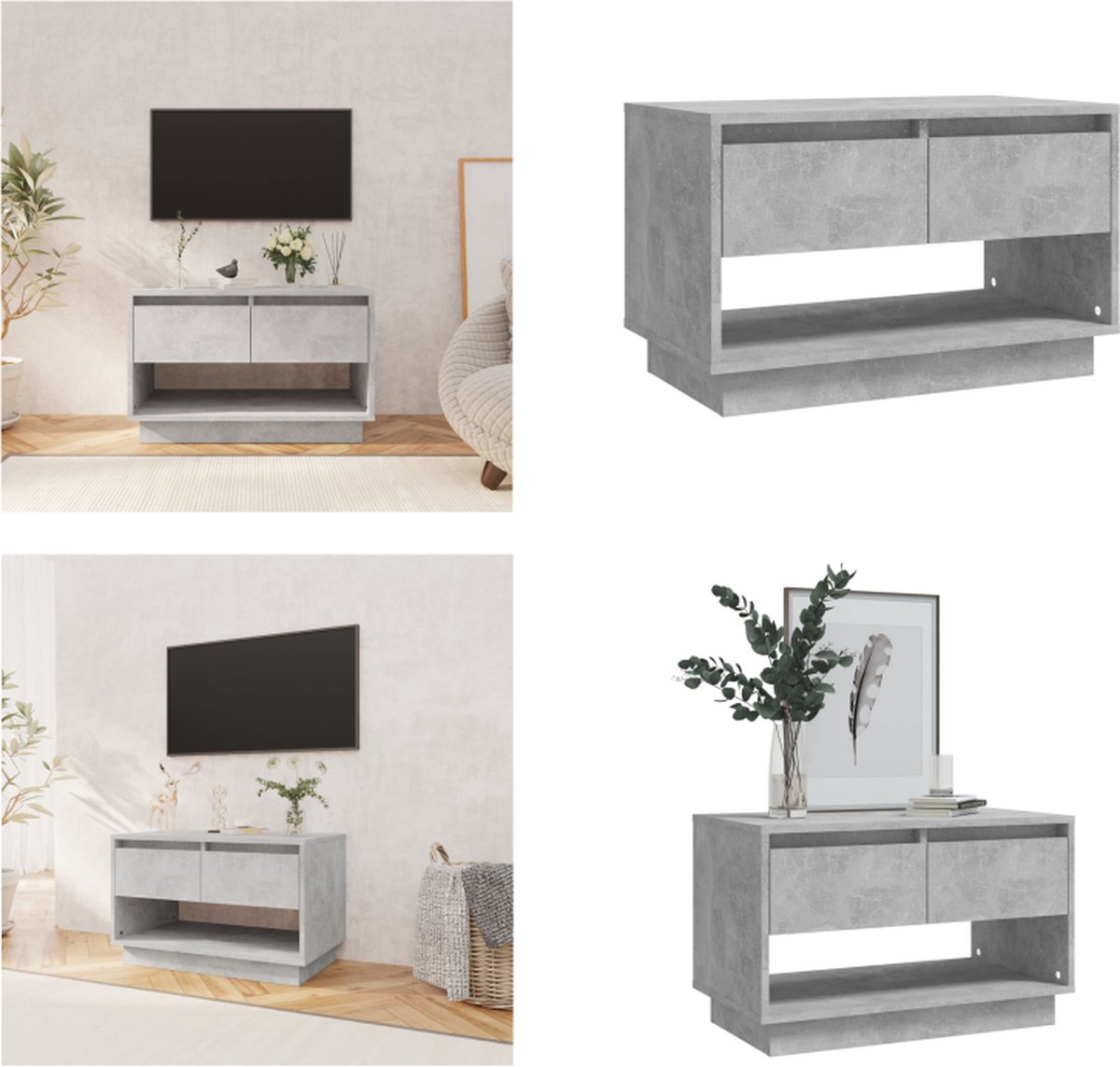 vidaXL - Tv-meubel - 70x41x44 - cm - bewerkt - hout - betongrijs