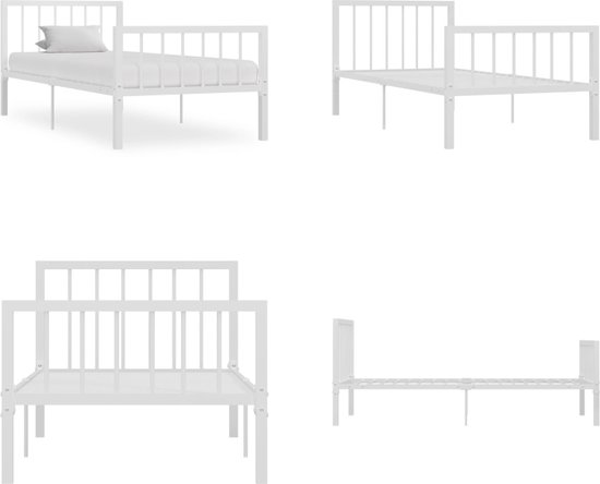 vidaXL Bedframe met hoofdbord metaal zwart 80x200 cm, eenpersoonsbed