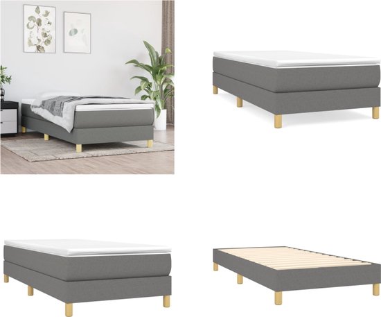 vidaXL Boxspringframe stof donkergrijs 100x200 cm - Boxspringframe - Boxspringframes - Bed - Ledikant