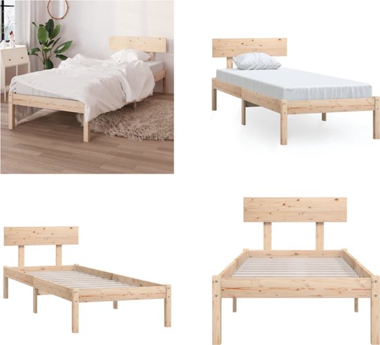 vidaXL Bedframe massief grenenhout 75x190 cm UK Small Single - Bedframe - Bedframes - Bed - Bedbodem