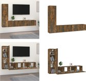 vidaXL 4-delige Tv-meubelset bewerkt hout gerookt eikenkleurig - Tv-kast - Tv-kasten - Tv-meubel - Hifi-meubel
