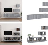 vidaXL 4-delige Tv-meubelset bewerkt hout grijs sonoma eikenkleurig - Tv-meubelset - Tv-meubelsets - Tv-meubel - Tv Meubelset