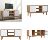 vidaXL Tv-meubel OTTA 113-5x43x57 cm massief grenenhout bruin en wit - Tv-kast - Tv-kasten - Tv-meubel - Hifi-meubel