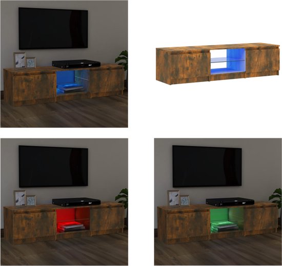 vidaXL Tv-meubel LED-verlichting 140x40x35-5 cm gerookt eikenkleurig - Tv-kast - Tv-kasten - Tv-meubel - Tv-meubel Met LED-verlichting