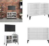 vidaXL Tv-meubel met metalen poten 69-5x30x50 cm hoogglans wit - Tv-kast - Tv-kasten - Tv-standaard - Tv-standaarden