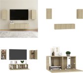 vidaXL 4-delige Tv-meubelset spaanplaat sonoma eikenkleurig - Tv-meubelset - Tv-meubelsets - Tv Meubelset - Tv Meubelsets