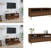 vidaXL Tv-meubel 100x34-5x44-5 cm bewerkt hout bruineikenkleurig - Tv Meubel - Tv Meubels - Tv Wandmeubel - Tv Tafel