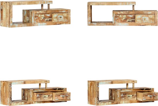 vidaXL Tv-meubel wandmontage 80x30x19 cm massief gerecycled hout, tv-standaard, mediakast, hifi-kast, tv-meubel, media-eenheid, bijzetkast, dressoir