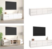 vidaXL Tv-meubel 176x37x47-5 cm massief grenenhout wit - Tv-kast - Tv-kasten - Tv-meubel - Tv-meubel Met LED-verlichting