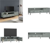 vidaXL Tv-meubel met metalen poten OSLO massief grenenhout grijs - Tv Kast - Tv Kasten - Tv-kast - Tv-kasten