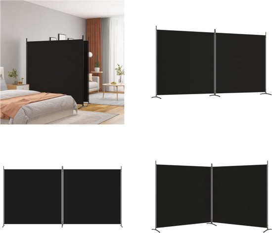 vidaXL Kamerscherm met 2 panelen 348x180 cm stof zwart - Kamerscherm - Kamerschermen - Scheidingswand - Ruimteverdeler