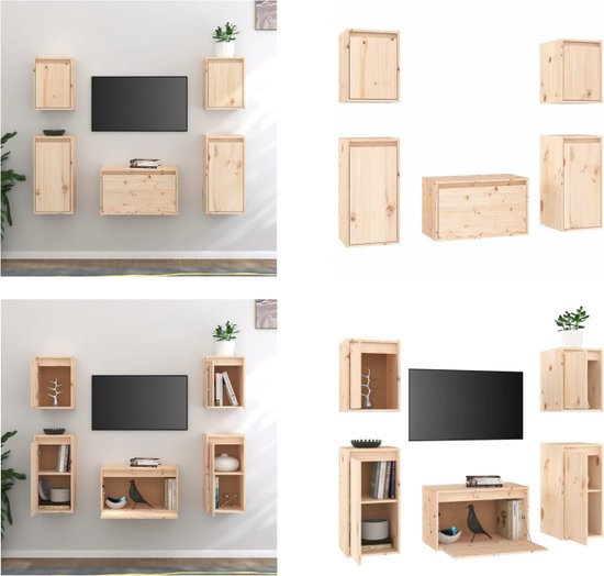 vidaXL Tv-meubelen 5 st massief grenenhout - Tv-kast - Tv-kasten - Tv-meubel - Hifi-meubel