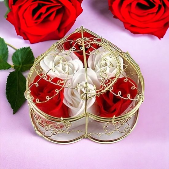 AliRose - Roses à savon - Rouge / Wit - Cadeau Elegant - Valentine - Amour - Amor - Légèrement parfumé - Geur de roses