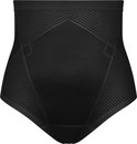 Culotte gainante noire taille haute avec des lignes stratégiques et visuellement attrayantes.