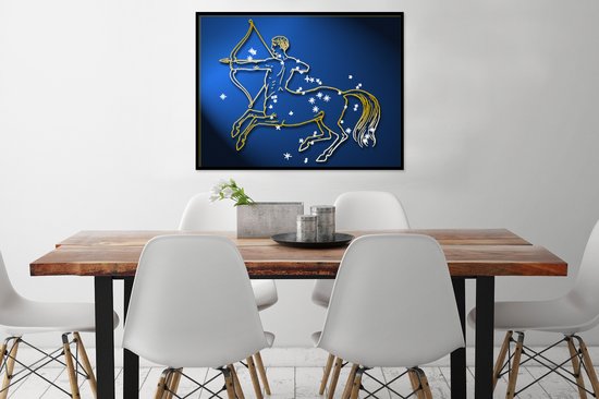 Image encadrée - Cadre photo signe du zodiaque du Sagittaire noir 80x60 cm - Affiche encadrée (Décoration murale salon / chambre)