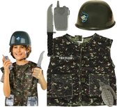 Costume d'armée - Militaire avec accessoires - Casque d'armée - Couteau - Talkie-walkie - Grenade - Gilet militaire - Déguisements de soldat - Carnaval