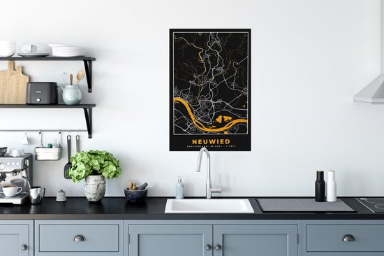 Affiche Neuwied - Or - Plan de la ville - Carte - Allemagne - Carte - 60x90 cm