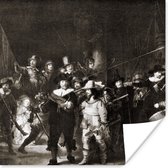 Poster De Nachtwacht in zwart-wit - Rembrandt van Rijn - 100x100 cm XXL