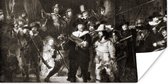 Poster De Nachtwacht in zwart-wit - Rembrandt van Rijn - 80x40 cm