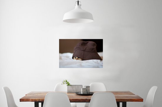 Chat caché sous chapeau 60x40 cm