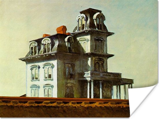 House by the railroad - schilderij van Edward Hopper 40x30 cm - klein - Foto print op Poster (wanddecoratie woonkamer / slaapkamer)