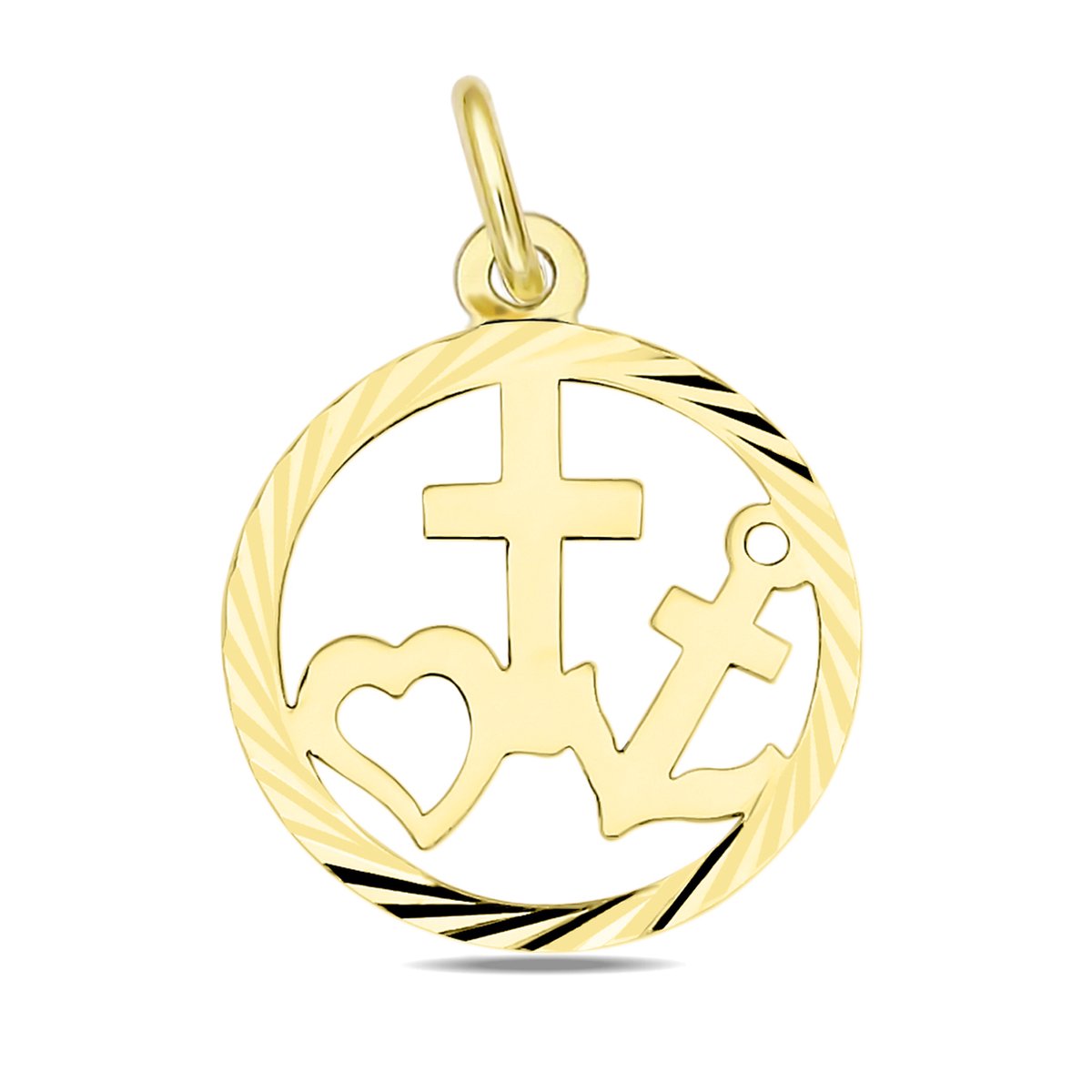 Juwelier Zwartevalk 9 karaat gouden hoop, geloof en liefde hanger - 14.274