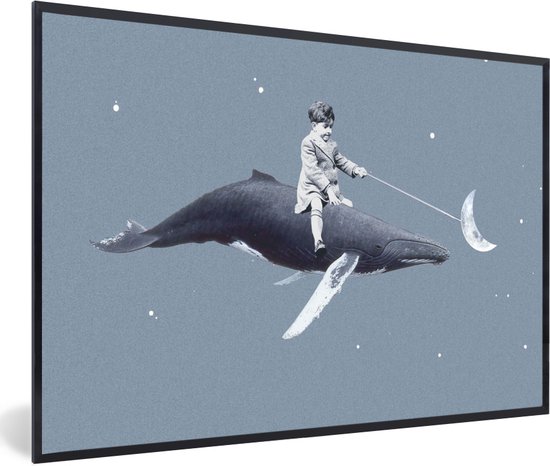 Cadre photo avec affiche - Espace - Garçon - Lune - Baleine - 30x20 cm - Cadre pour affiche