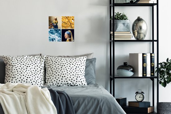 Melkmeisje Laitière - Fille à la boucle d'oreille en perle - Collage - 30x30 cm