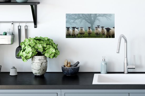 Affiche Mouton - Arbre - Brouillard - 40x20 cm