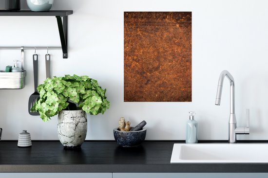 Poster Leer - Structuur - Bruin - Oranje - 30x40 cm - Kerstversiering - Kerstdecoratie voor binnen - Kerstmis