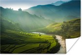 Groene vlakte in Azie Poster 90x60 cm - Foto print op Poster (wanddecoratie)