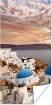 Poster Zonsopkomst boven het water in Oia Griekenland - 80x160 cm