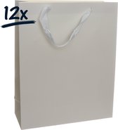 12st. stevige draagtassen papier (26x32x10)cm zak cadeautasje gift bag verpakking gedraaid koord greep