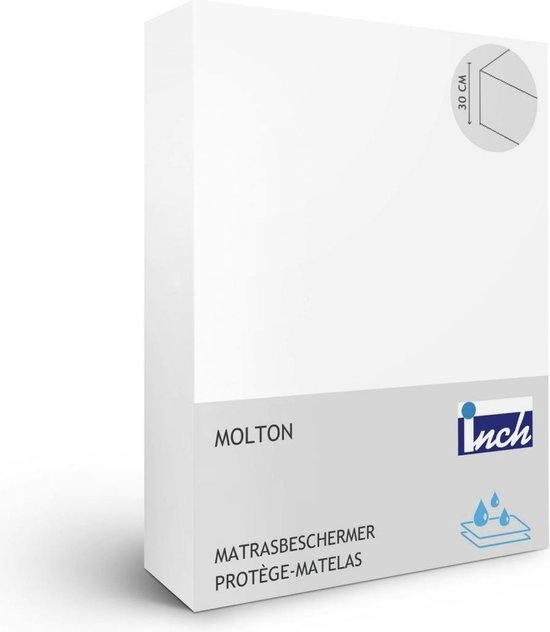 Inch Matrasbeschermer - Molton - (hoekhoogte 30 cm ) White - B 80 x L 200 cm - 1-persoons Luchtdoorlatend/Waterdicht/Antibacterieel/Antihuisstofmijt - Geschikt voor Standaard Matras/Boxspring/Matras + Topper - DHFLAEG080200-B 80 x L 200 cm