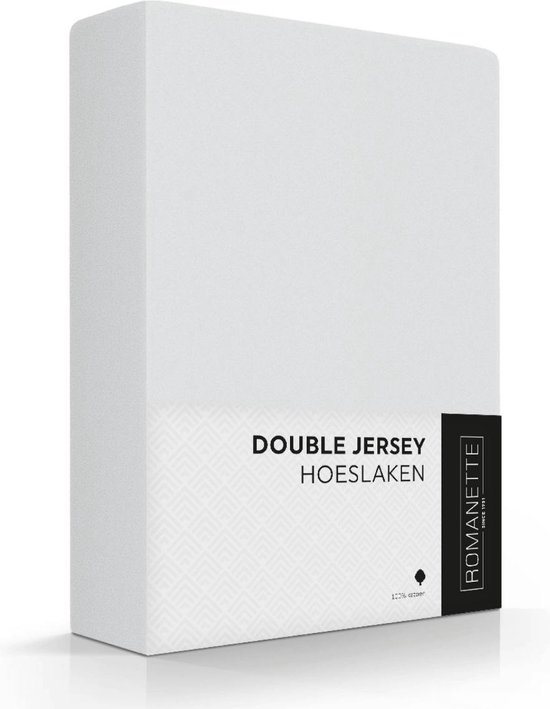 Hoeslaken Housse de Luxe Double Jersey - Argent - 140x200 cm Grijs; Argent
