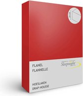 Sleepnight Hoeslaken - Flanel - (hoekhoogte 25 cm ) rouge - B 180 x L 200 cm - Lits-jumeaux - Geschikt voor Standaard Matras - 550796-B 180 x L 200 cm