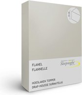 Sleepnight hoeslaken topper - Flanel - (hoekhoogte 15 cm ) gris - 160 x 200 cm - Lits-jumeaux - Geschikt voor Topper - 957663-B 160 x L 200 cm