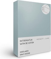 Heckettlane Elementi Hoeslaken - Eenpersoons - Katoensatijn - 90x200cm - Blauw