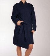 SCHIESSER Essentials badjas - dames badjas wafelpique donkerblauw - Maat: M